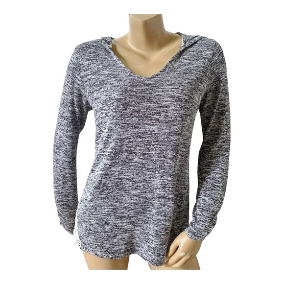 NO BOUNDARIES Womens Size Large 11-13 Sweater Knit Lace Trim Hooded Tunic Shirt - Picture 1 of 8